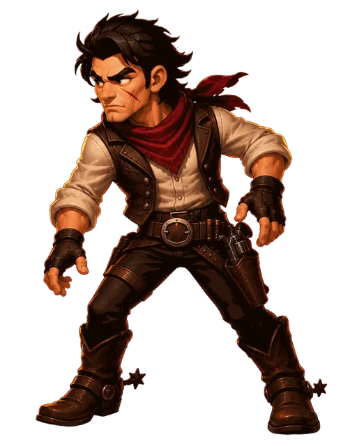An outlaw reaching for his holster